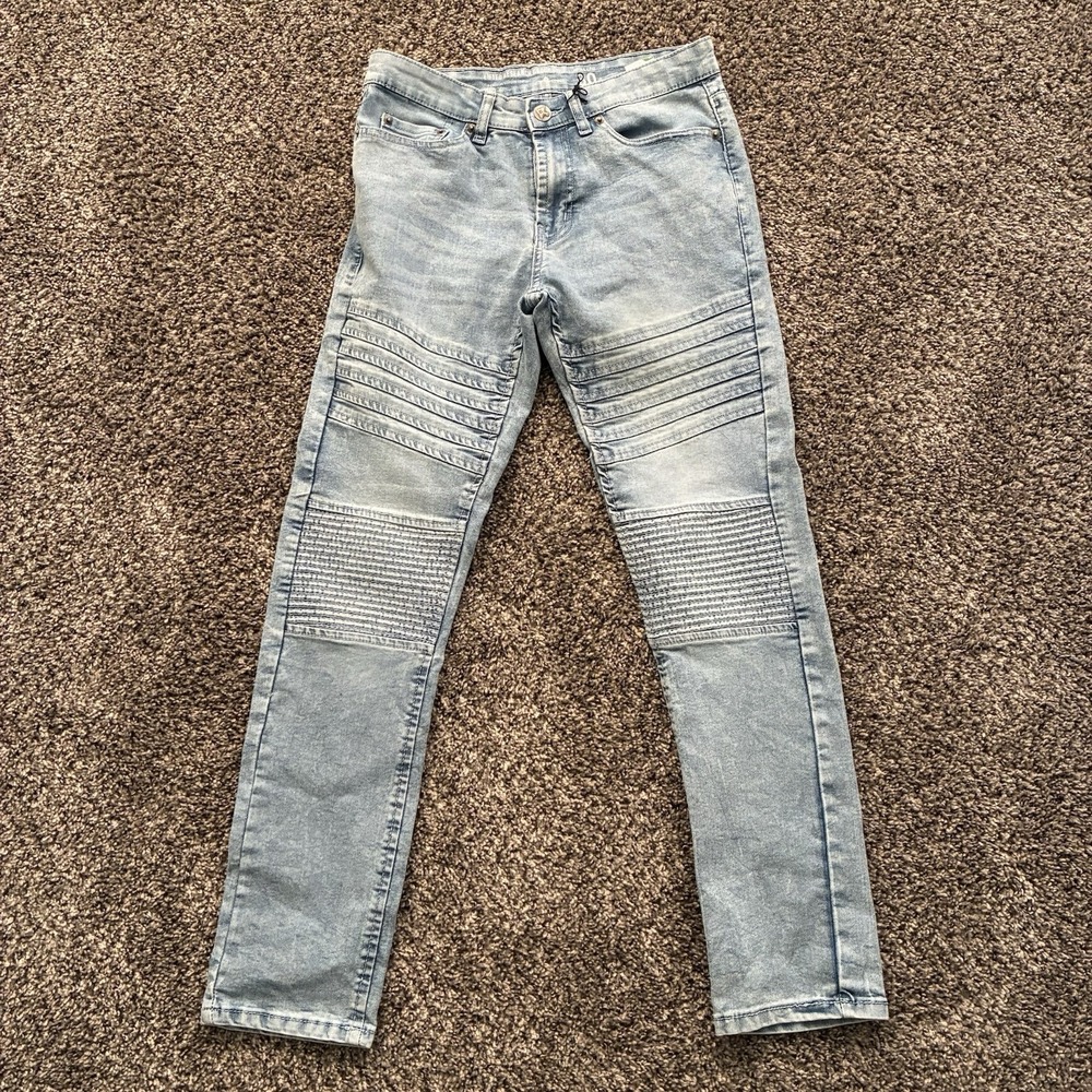 Lifted Research Group LRG Men's 30 Light Blue Biker Style Denim Jeans